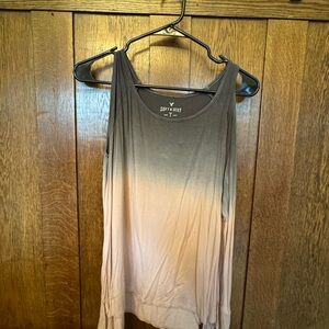 American Eagle Outfitters Asymmetrical Gray and Cream Tank Top